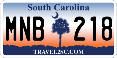 SC license plate MNB218