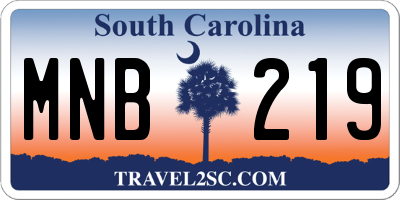 SC license plate MNB219