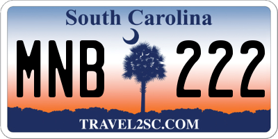 SC license plate MNB222
