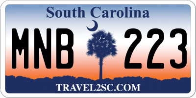 SC license plate MNB223