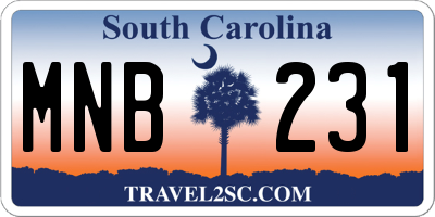 SC license plate MNB231