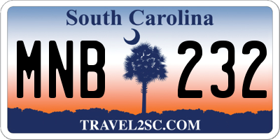 SC license plate MNB232
