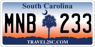 SC license plate MNB233