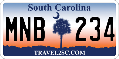 SC license plate MNB234
