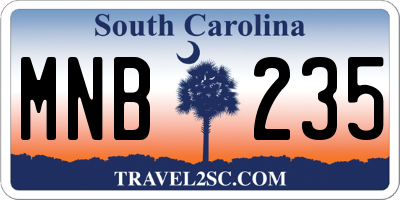 SC license plate MNB235