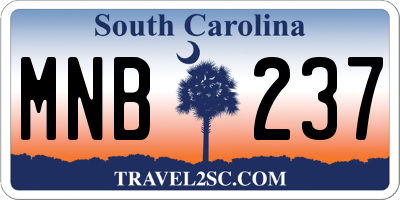 SC license plate MNB237