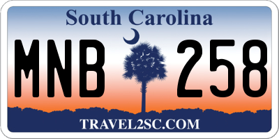 SC license plate MNB258