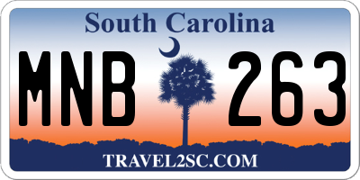 SC license plate MNB263