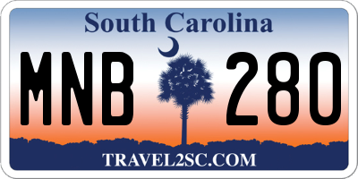 SC license plate MNB280