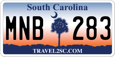 SC license plate MNB283