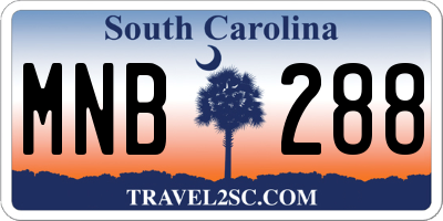 SC license plate MNB288