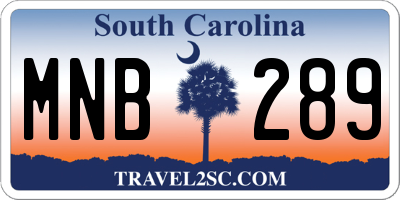 SC license plate MNB289