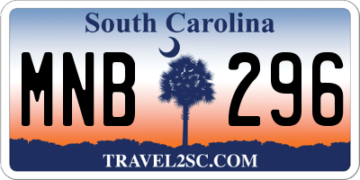 SC license plate MNB296