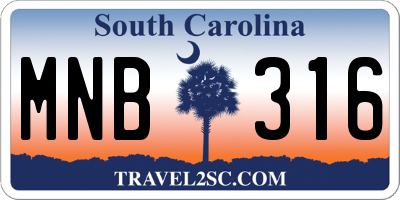 SC license plate MNB316
