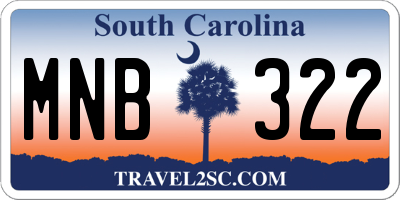 SC license plate MNB322