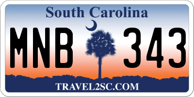 SC license plate MNB343