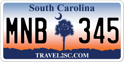 SC license plate MNB345