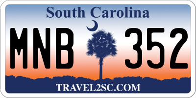 SC license plate MNB352