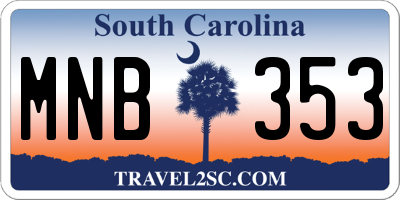 SC license plate MNB353