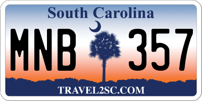 SC license plate MNB357