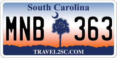 SC license plate MNB363
