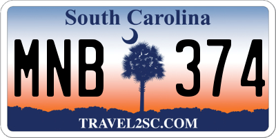 SC license plate MNB374