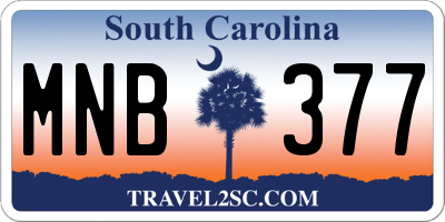 SC license plate MNB377