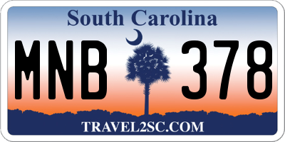SC license plate MNB378
