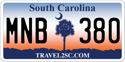 SC license plate MNB380