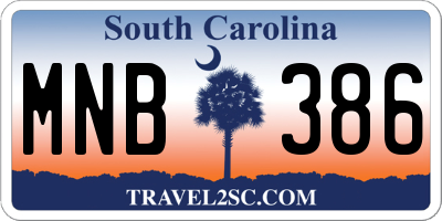 SC license plate MNB386