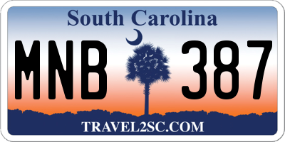 SC license plate MNB387