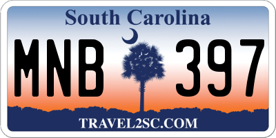 SC license plate MNB397