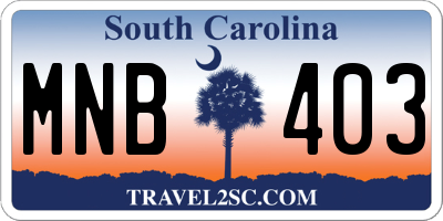 SC license plate MNB403