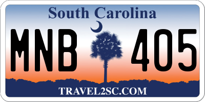 SC license plate MNB405