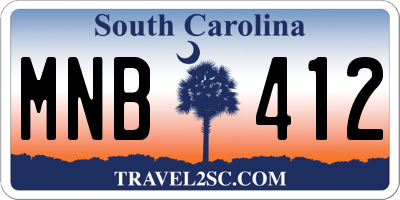 SC license plate MNB412