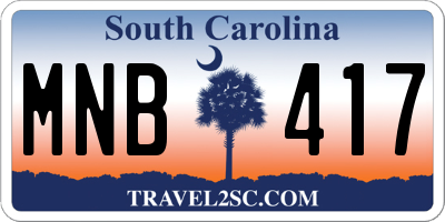 SC license plate MNB417