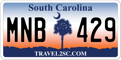 SC license plate MNB429
