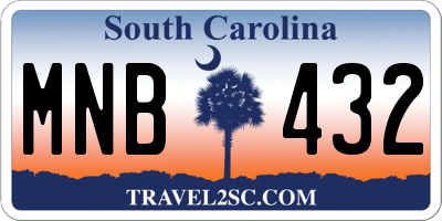 SC license plate MNB432