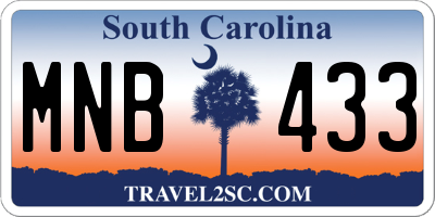 SC license plate MNB433