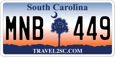 SC license plate MNB449