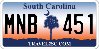 SC license plate MNB451