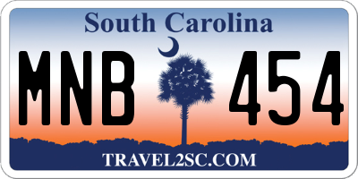 SC license plate MNB454