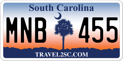 SC license plate MNB455