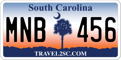 SC license plate MNB456