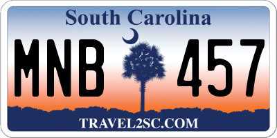 SC license plate MNB457