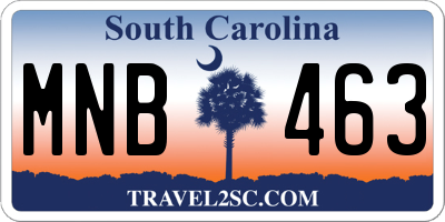 SC license plate MNB463