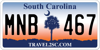 SC license plate MNB467
