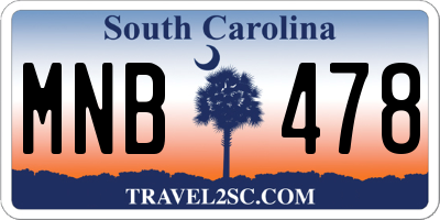 SC license plate MNB478