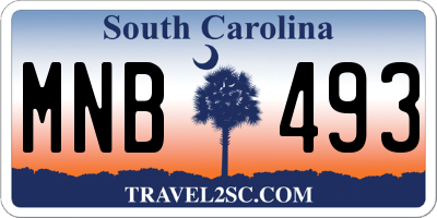 SC license plate MNB493