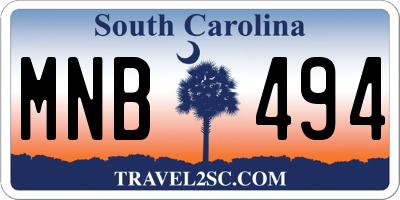 SC license plate MNB494